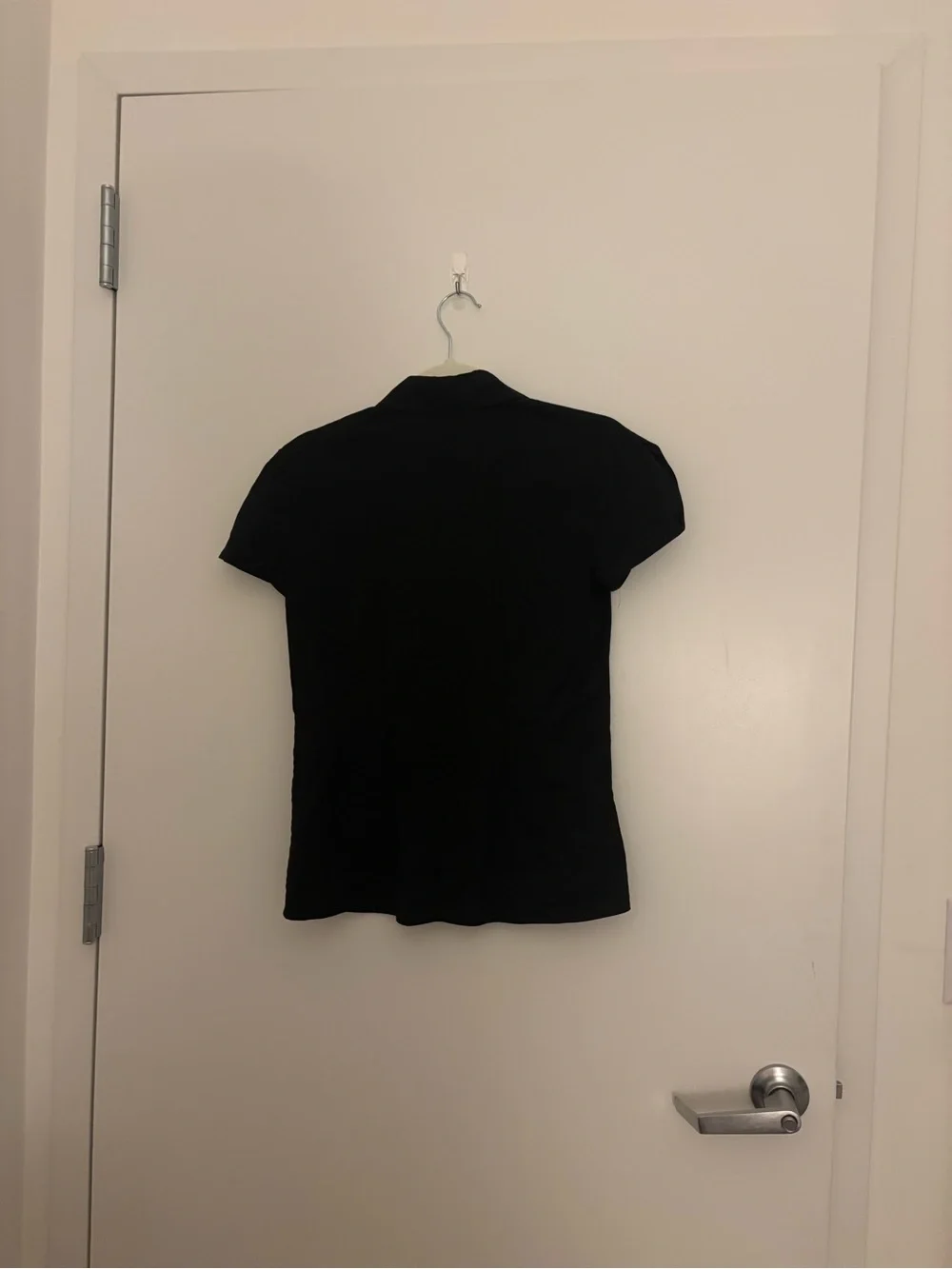 Theory Black Short-Sleeve Button-Up Top